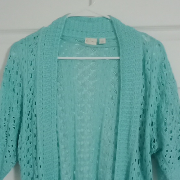 #451NWOT C Knitted Aqua Women's Cardigan. Size: Large - Picture 2 of 9